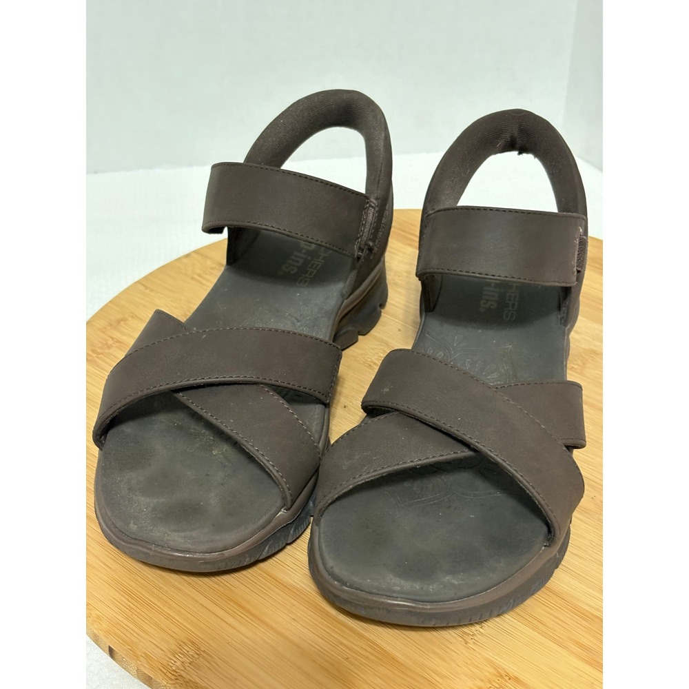 Skechers Hands Free Slip-ins Reggae Slim Brown Strappy Sandals Womens 8